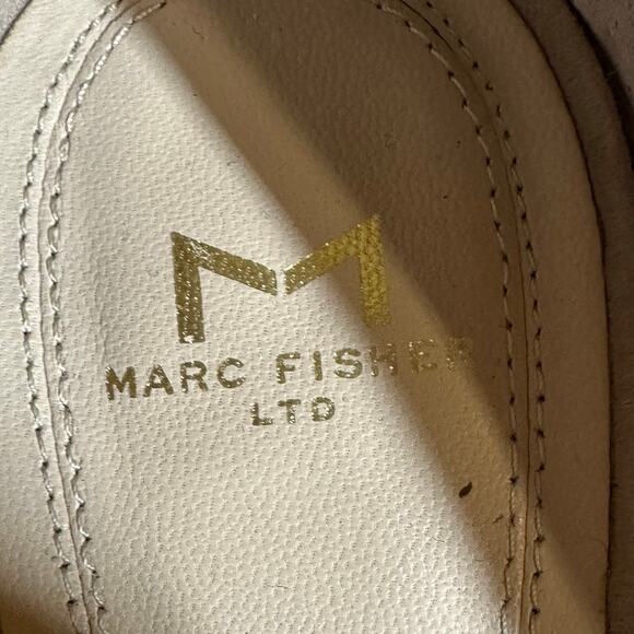 Marc Fisher Zala Block Heel Pointy Toe Pump Natural Suede Sz 8.5 - Picture 6 of 8